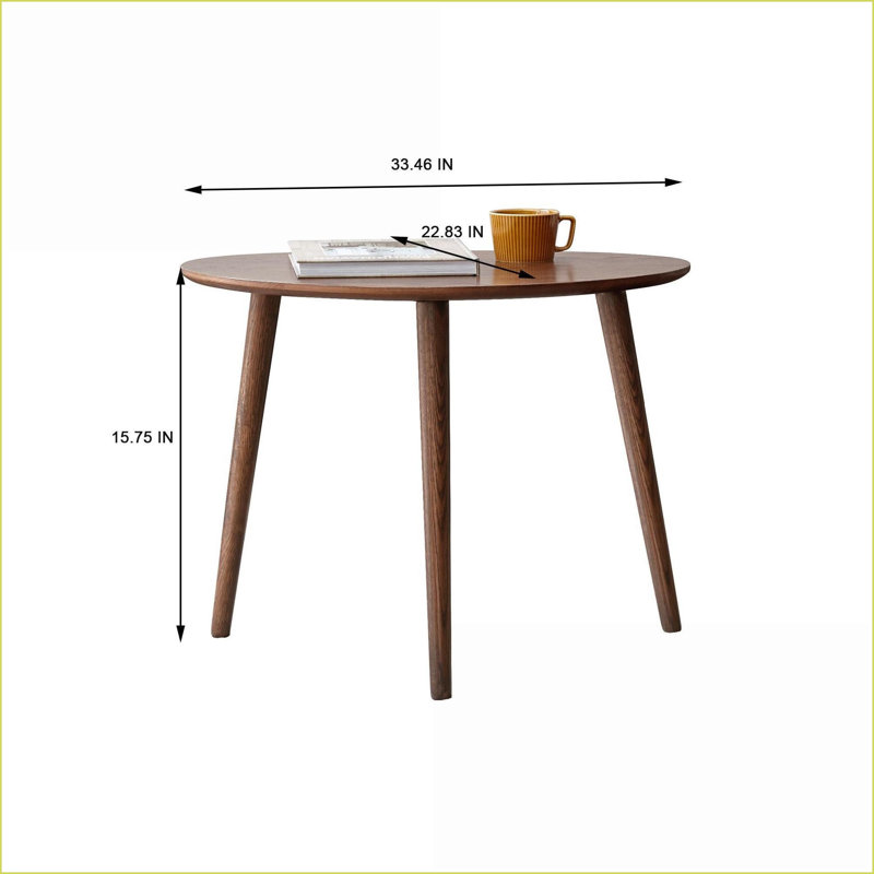 Table basse Mid-Century en chêne massif - Hauteurs ovales décalées, facile à assembler pour le salon