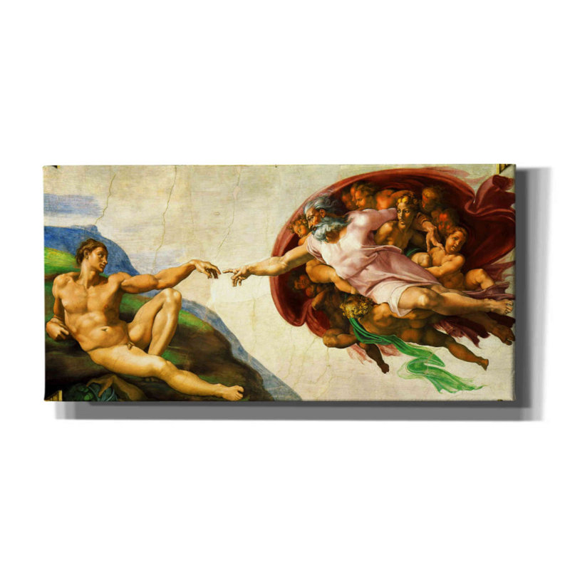 "La création d'Adam" par Michel-Ange, art mural sur toile, H 30 po x l 60 po x P 1,5 po