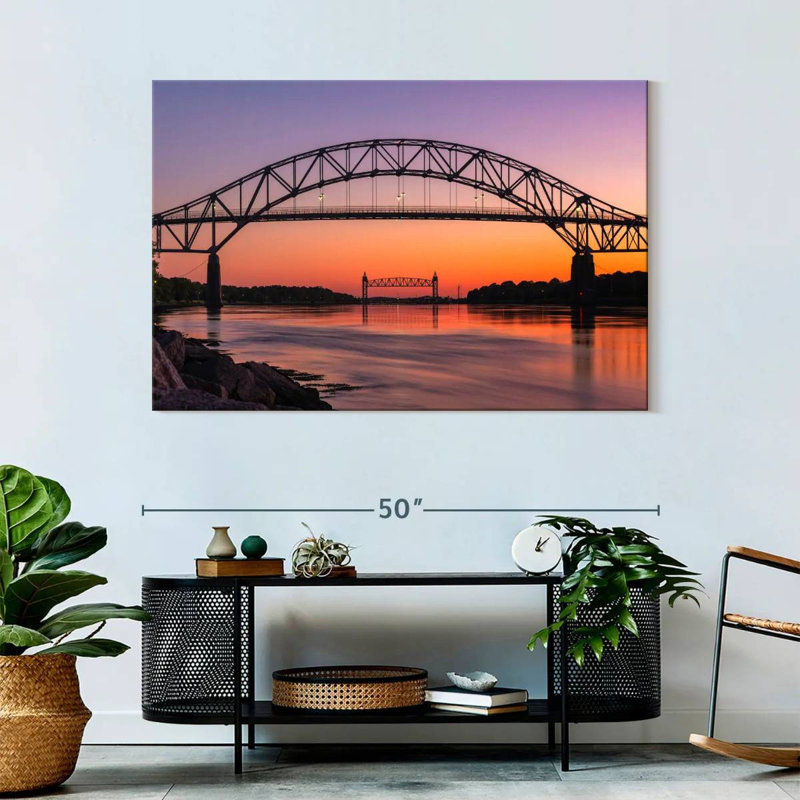 Coucher de soleil sur le pont Bourne, H 32 po x l 48 po