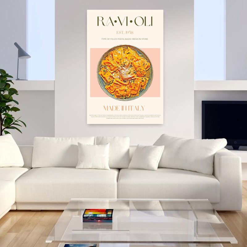 Ravioli délice rétro, art mural rétro, H 48 po x l 32 po