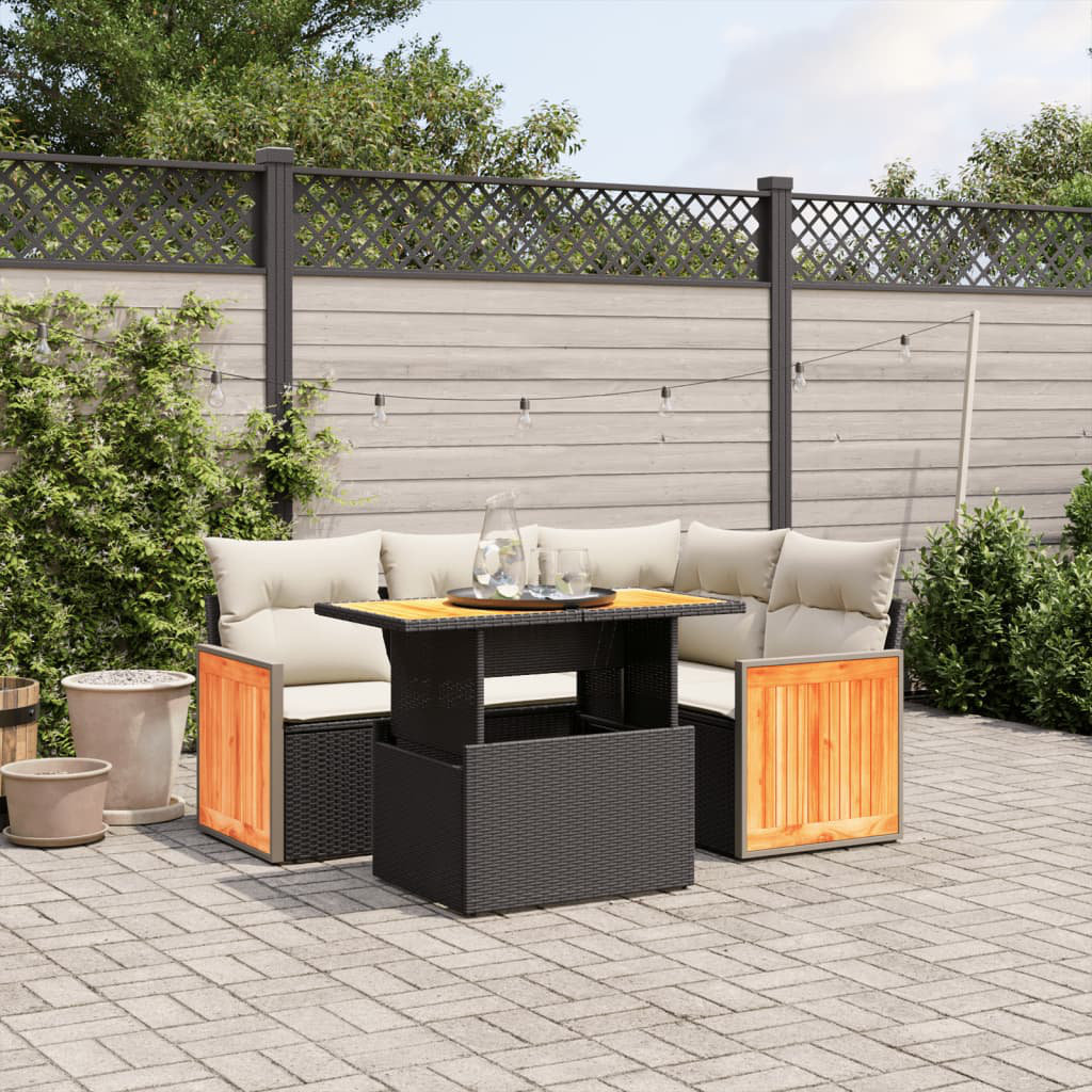 Vidaxl 5-Tlg. Garten-Sofagarnitur aus Polyrattan mit Kissen