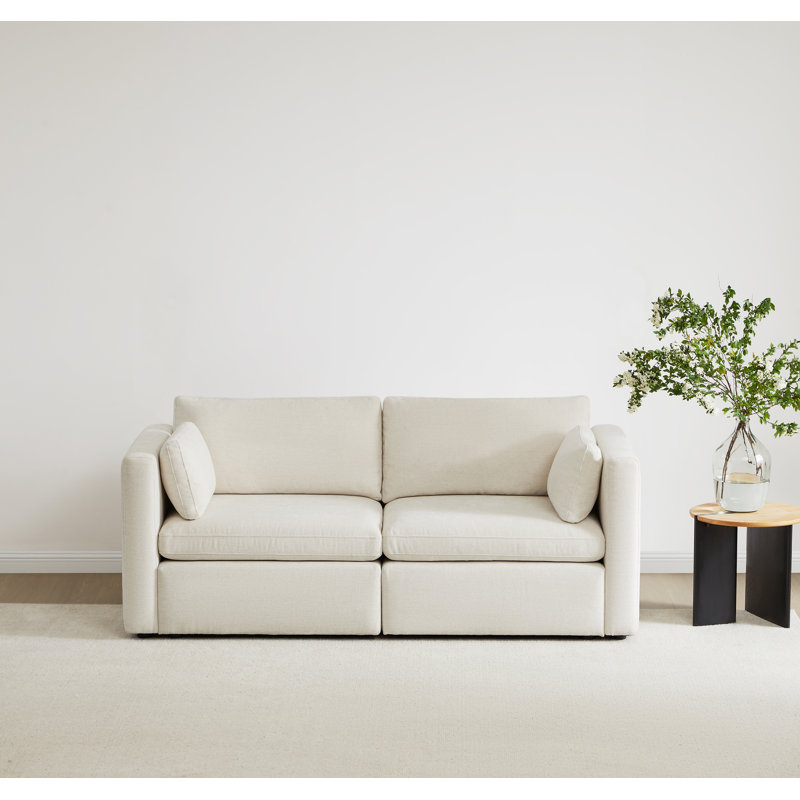 Winfree 78.8" W Upholstered Modular Sofa with Toss Pillows , Beige