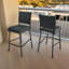 Ensemble de 2 tabourets de bar en osier d'extérieur avec repose-pieds incurvés, rotin PE durable-301474948
