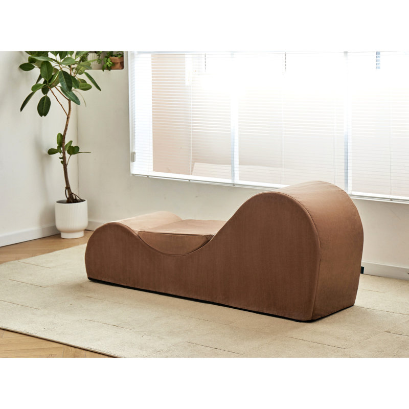 Méridienne ergonomique en brun - Support en mousse haute, housse de chaise longue amovible lavable à la machine, lavable pour la détente
