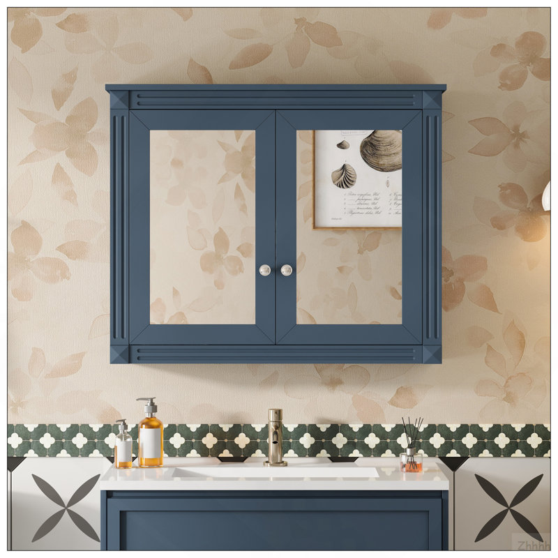 Armoire à pharmacie de 36 po x 28 po, armoire de rangement murale pour salle de bain, armoire de salle de bain moderne avec 2 miroirs, armoire à pharmacie, armoire à miroir avec 2 tablettes réglables
