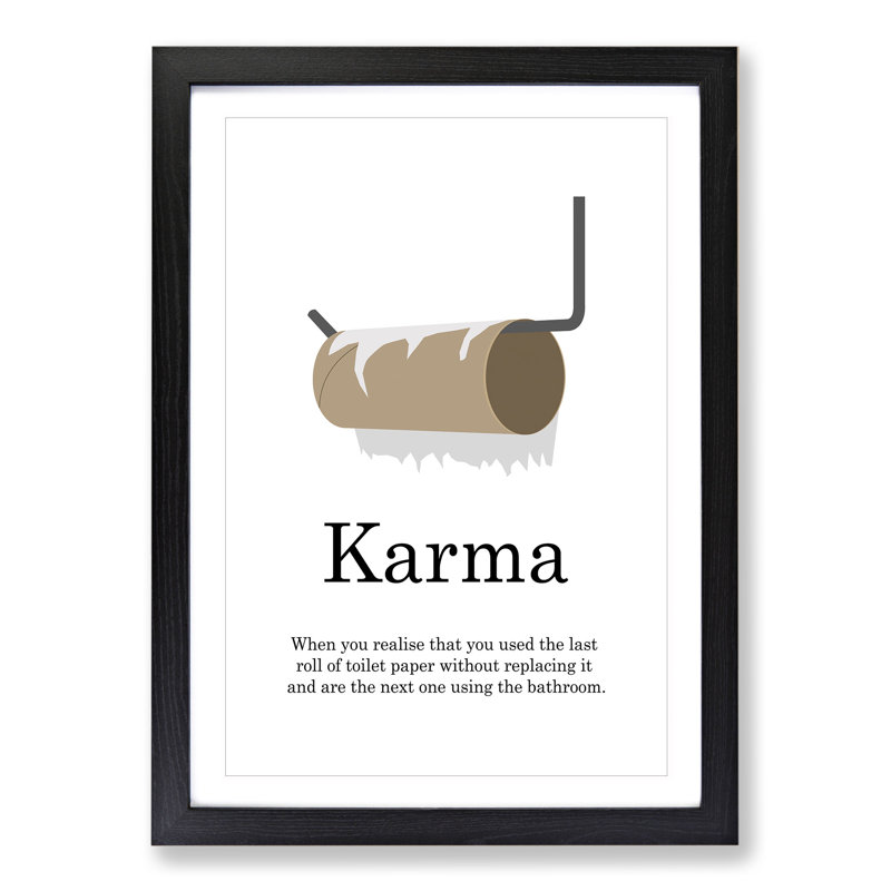 Karma - Picture Frame Typography, 65cm H x 48cm W x 2cm D, Black Framed