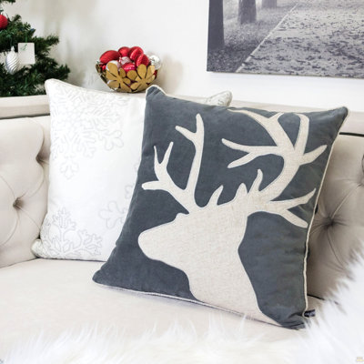 Coussin décoratif en velours Holiday Reindeer