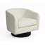 Fauteuil demi-tonneau pivotant en velours ivoire avec base en bois massif Eugenie Applewold-989229759