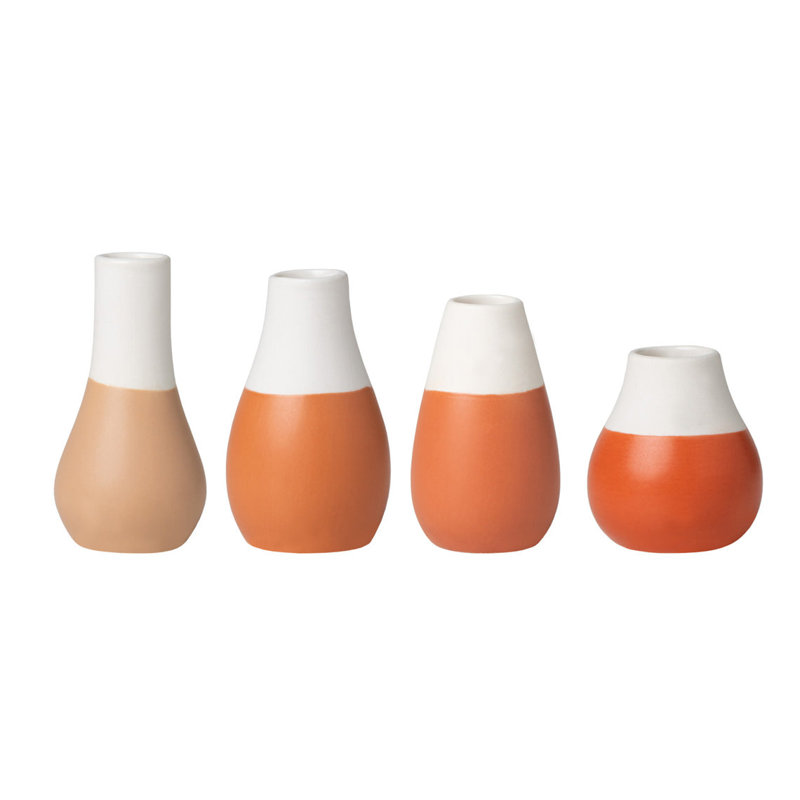 Pastel Two-Tone Mini Vases - Set of 4, Brown