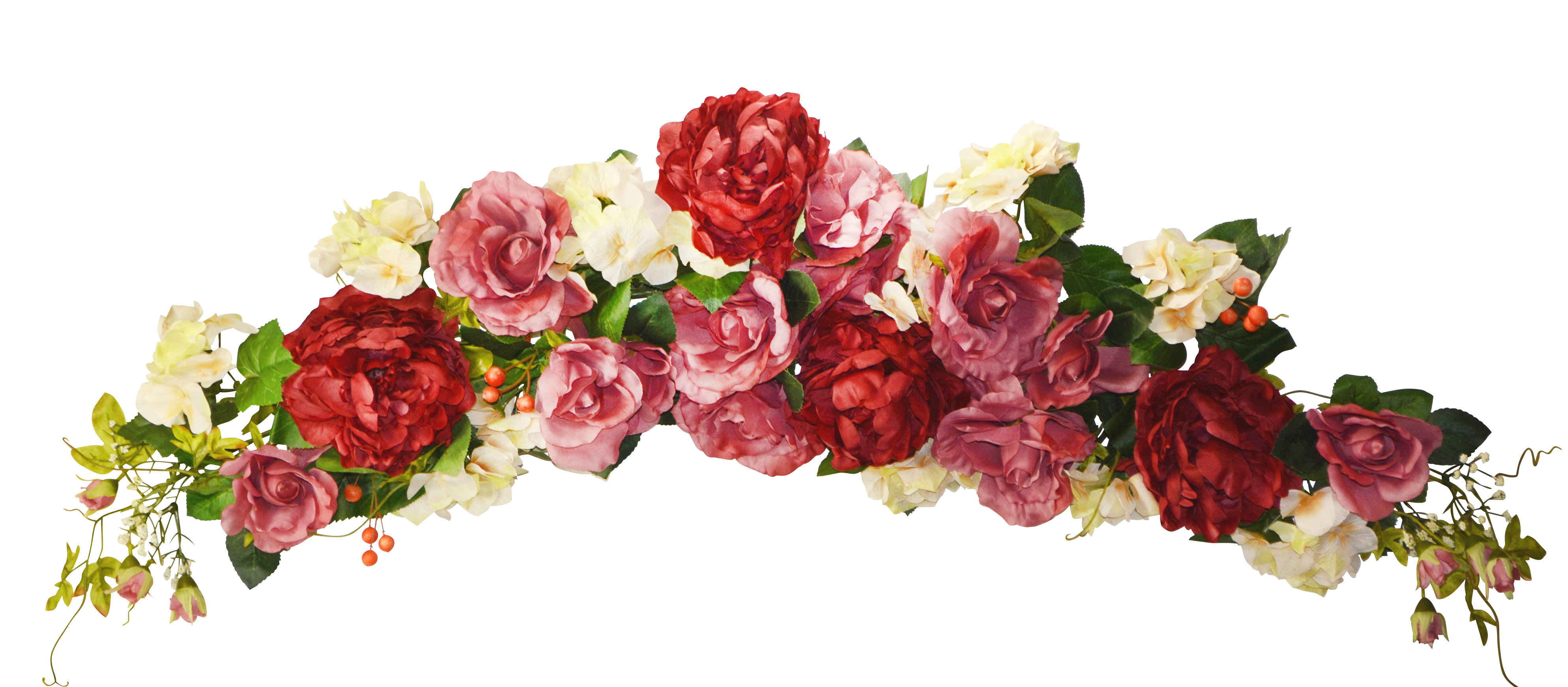Ophelia & Co. 48" Faux Large Peony Rose Hydrangea Swag - Burgundy & Reviews | Wayfair