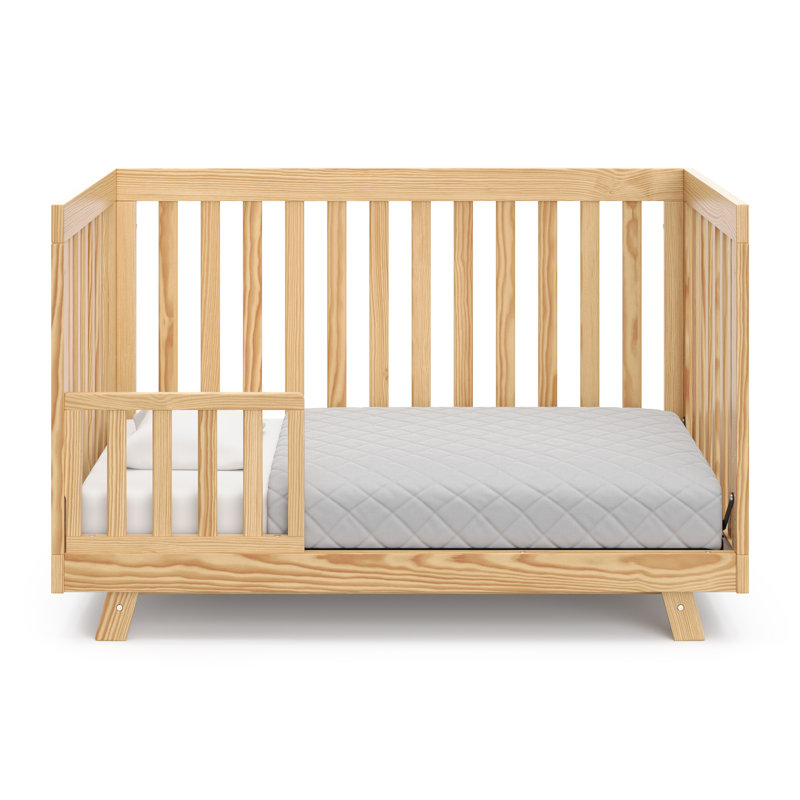 Natural Wood 3-in-1 Convertible Crib with Adjustable Mattress Base