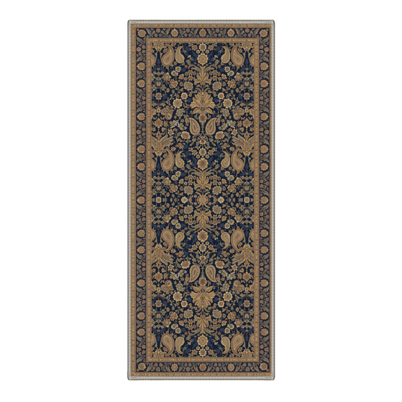 Allendale Arcadia Vintage Floral Machine Washable Brown / Black Indoor Area Rug with Non-Slip Backing, Runner 2'6" x 8'