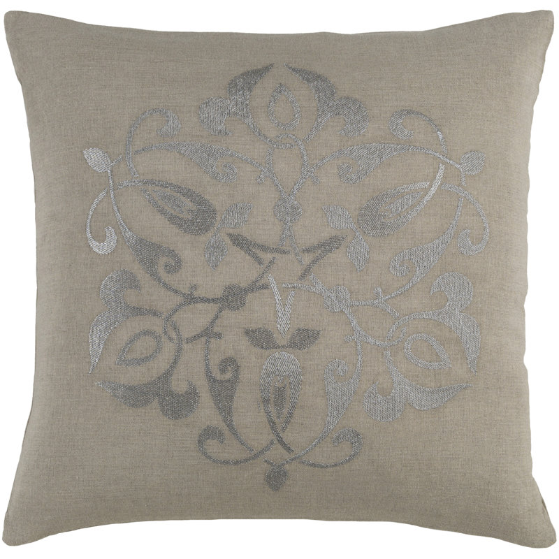 Coussin décoratif en lin , Gris/gris pâle, H 22 po x l 22 po x P 4 po