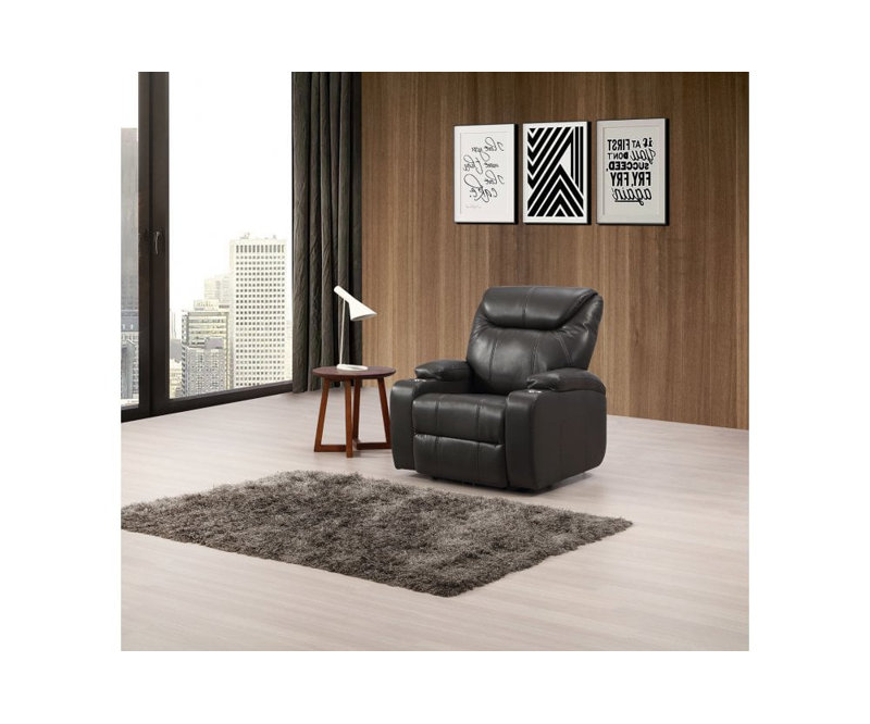 Cerra Electric Leather Armchair With Two Cup Holders, Grey