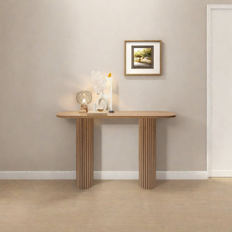 Console Retro Minimalist Elegant, H 31,5 po x l 39,37 po x P 13,78 po, Bois naturel
