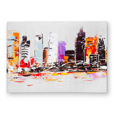 Abstract City Bright Colors Outdoor Area Rug for Bedroom Decor