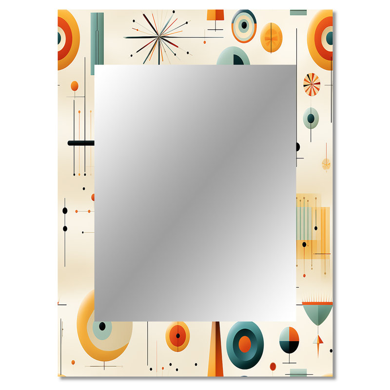 Midcentury Geometric Resurg - miroir Mid-Century, miroir mural décoratif Mid-Century, impression d'art en métal