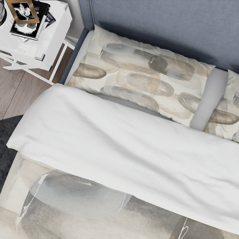 Ensemble de housse de couette Neutral Oval Gray Stones II - Modern Glam - Microfibre de polyester