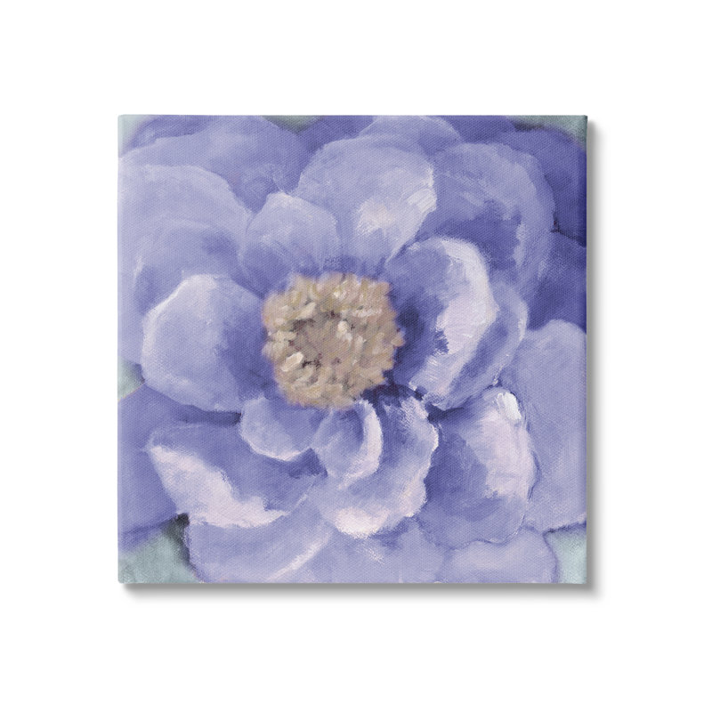 Gros plan sur une fleur anémone mauve par Lanie Loreth - Peinture, Toile tendue, H 17 po x l 17 po