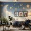 Papier peint lune avec étoiles-684581166-684581155