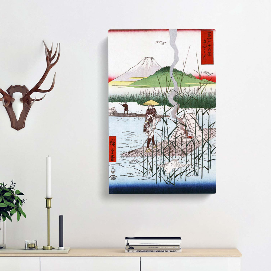 The Sagami River by Utagawa Hiroshige - Wrapped Canvas