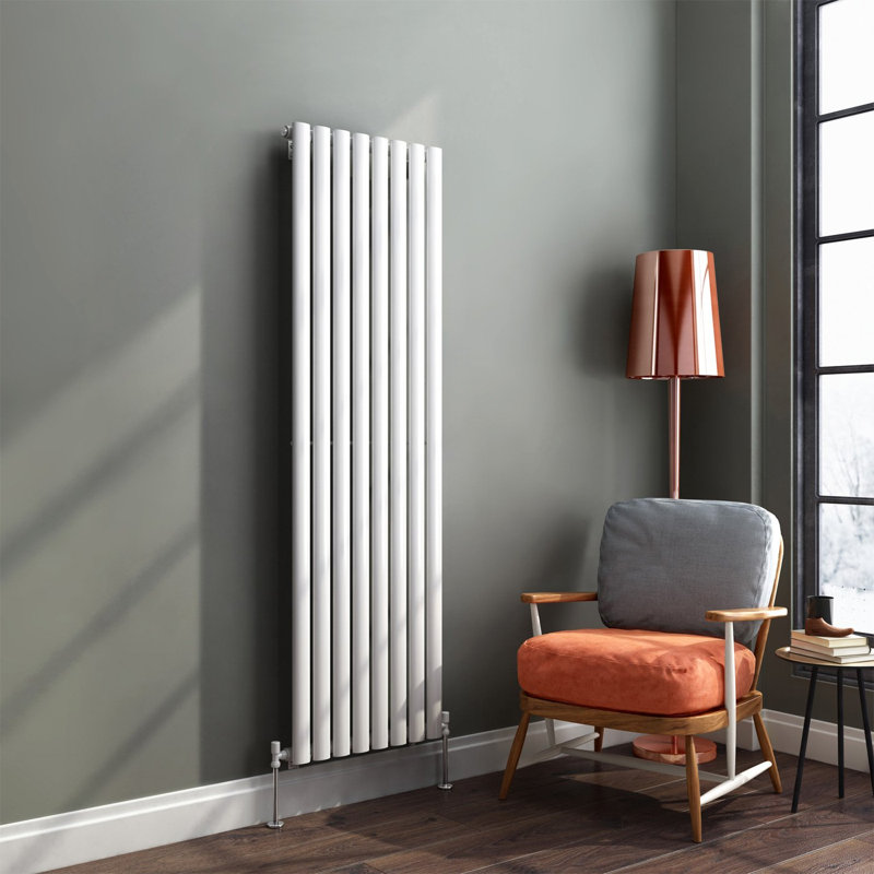 iBathUK Princia Vertical Single Oval Panel Radiator, White, 1600cm H x 480cm W x 55cm D