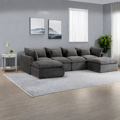 Canapé modulaire en velours côtelé 129,8 pouces Compression