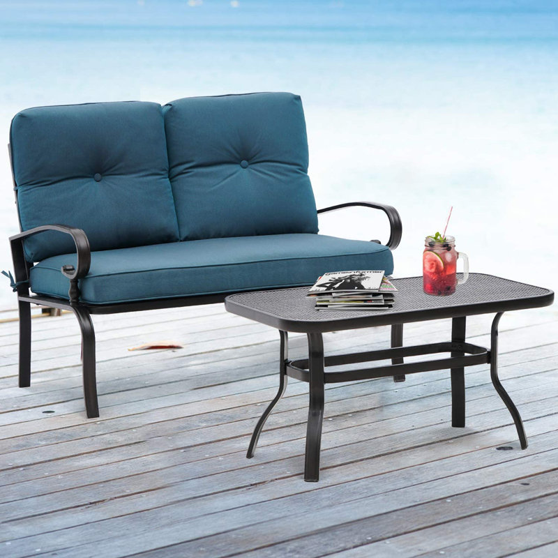 Craigmore 2 - Person Patio Conversation Sets with Cushions, Blue