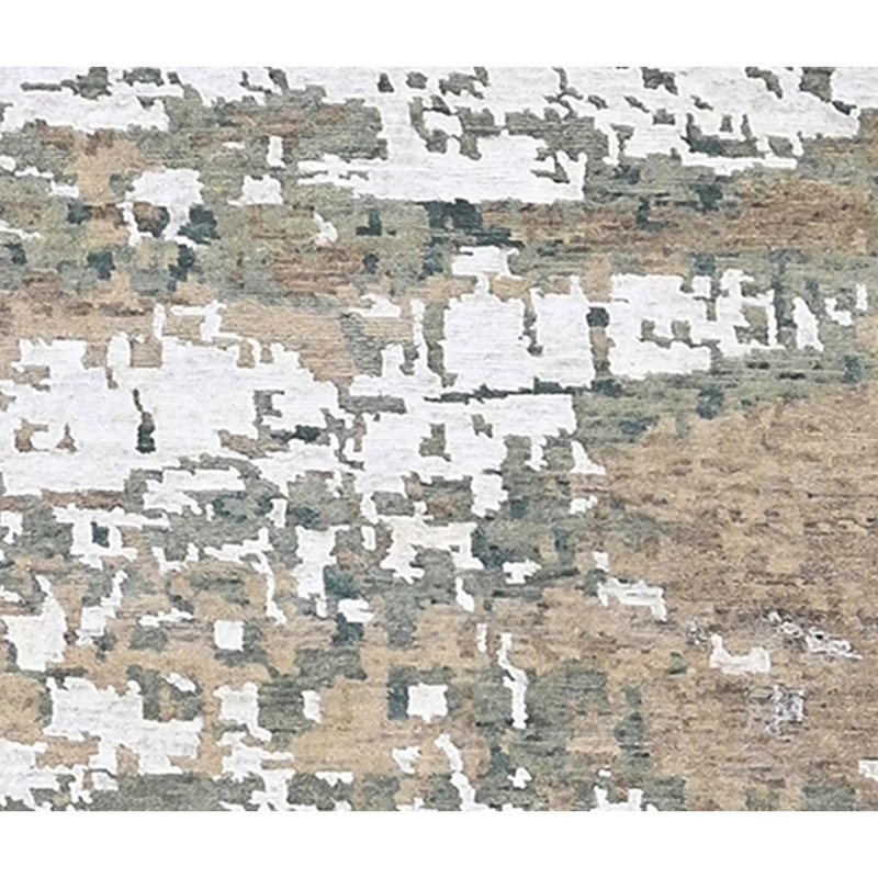Tapis turquoise et gris noué à la main de haute qualité, Rectangle 6 pi x 9 pi
