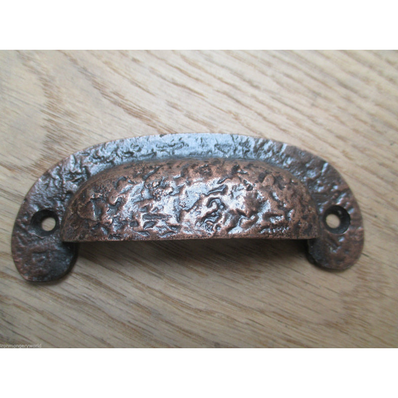 Textured Cabinet Cup Pull Handle Black Antique, Antique Copper