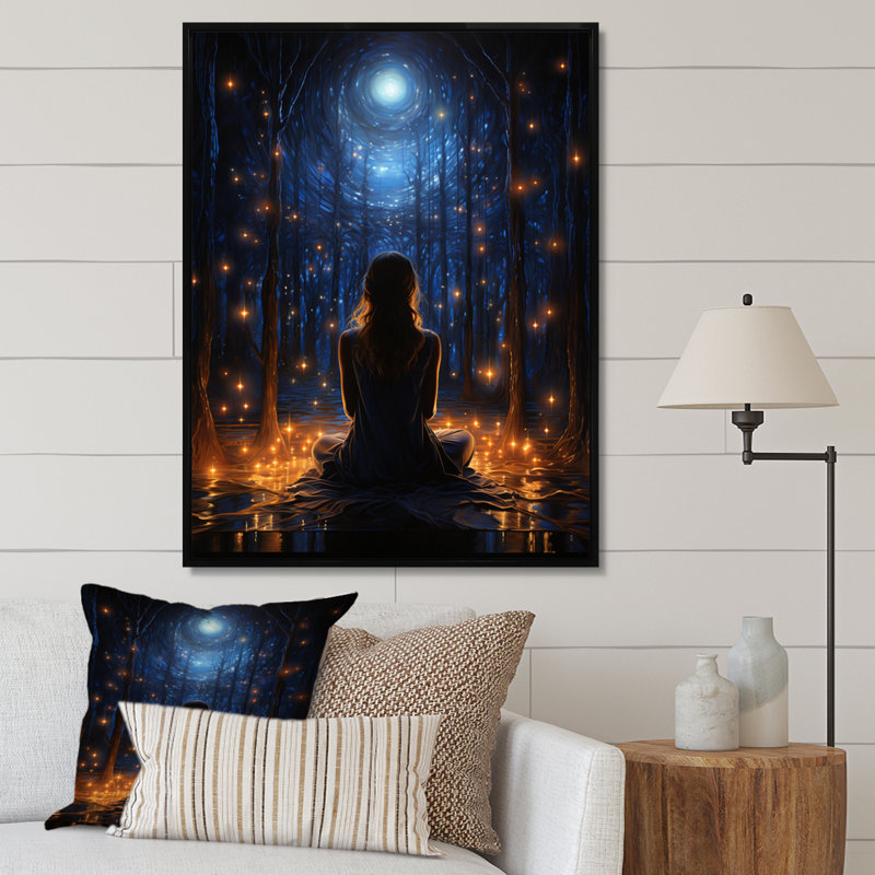 Yoga et le cosmos II, H 32 po x l 16 po x P 1 po, Noir