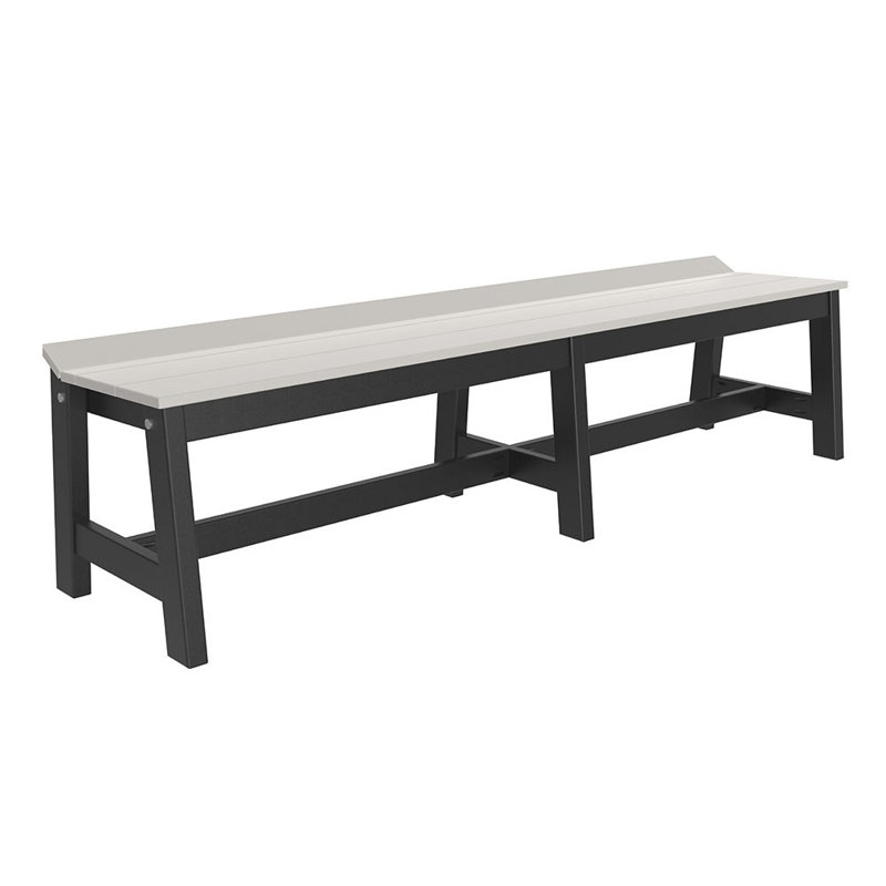 Cyron Plastic Outdoor Bench, Dove Gray/Black