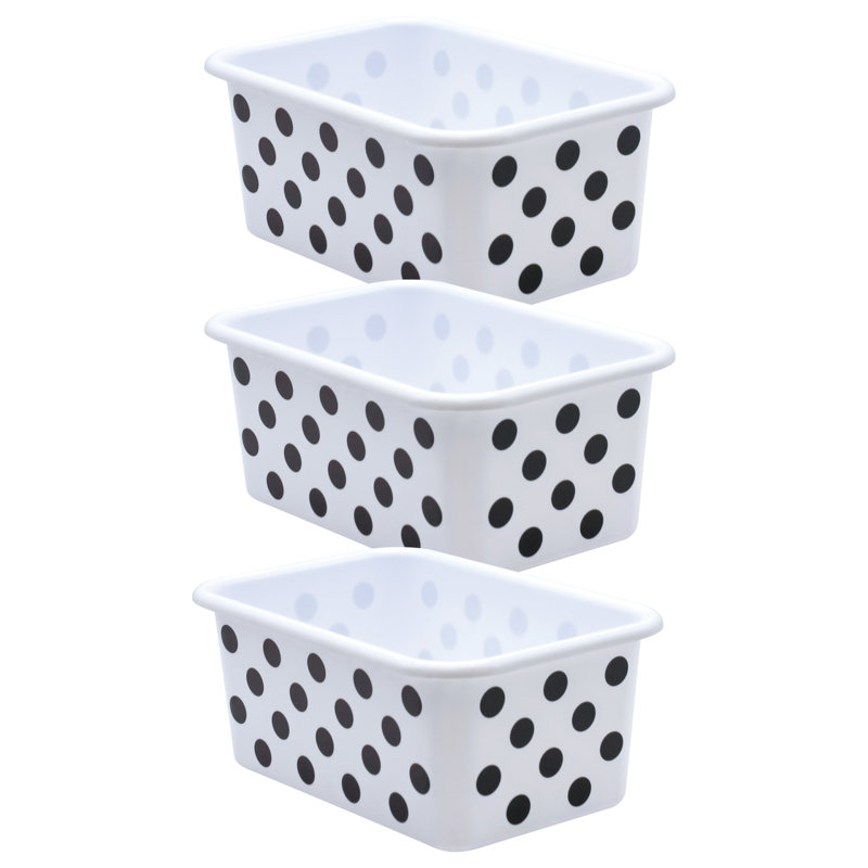 Grand casier de rangement à pois, H 7,75 po x l 11,38 po x P 5 po, Blanc