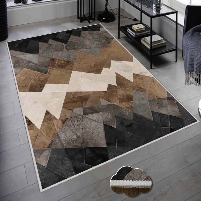 Tapis tissé antibactérien (2,6 x 4,0 pi), 100% polyester, d'une hauteur de poils de 0,3 po | Impression numérique 3D antidérapante à pois en PVC | Lavable à la machine, facile d'entretien pour le salon, la chambre à coucher et le bureau