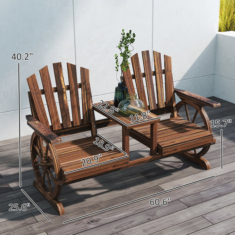 Banc de jardin stable en bois, banc de jardin 2 places