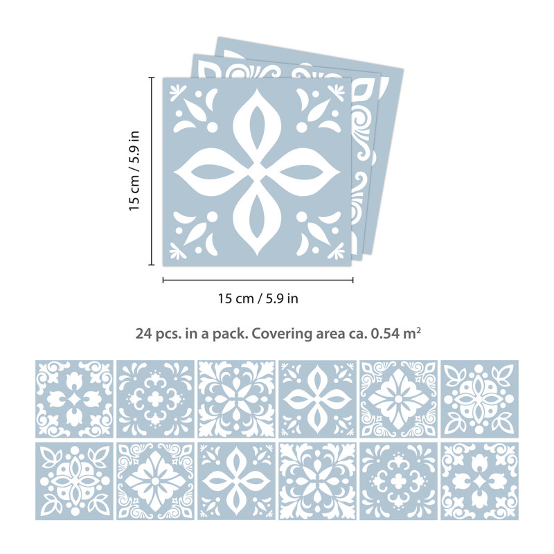 6 in. W x 6 in. L Peel and Stick Mosaic Tile, Blue/Gray