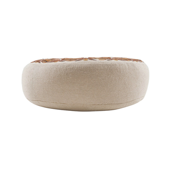 Coussin brodé rond en coton, H 18 po x l 18 po, Brun abstrait