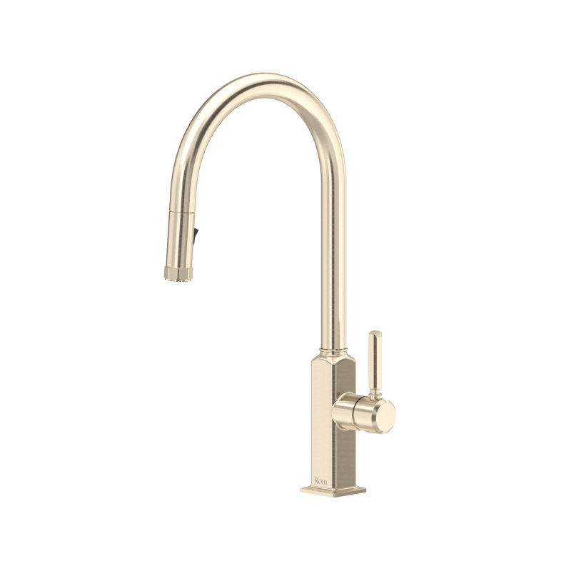 Apothecary Pull-Down Kitchen Faucet With C-Spout, Satin Nickel