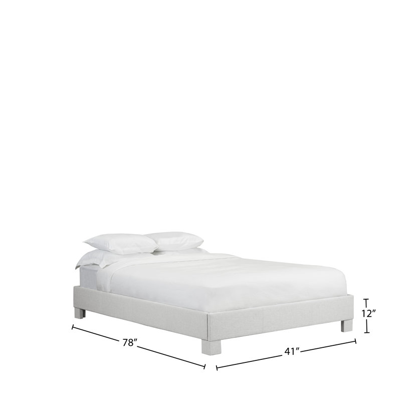 Lit plateforme tapissier Tartaglia, Lin - Blanc cassé, Simple