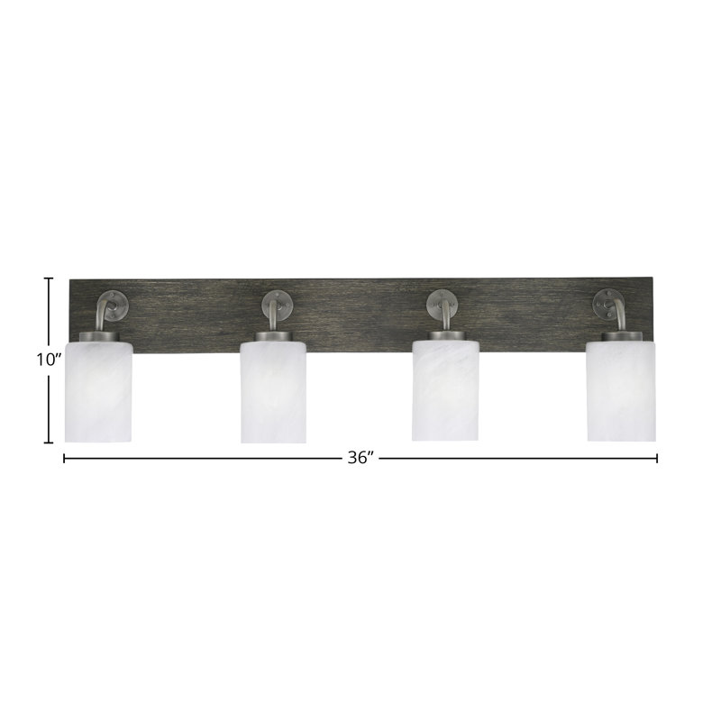 Oxbridge 4 Light Bath Bar Shown With 4" Glass, White Marble, Graphite/Distressed Gray
