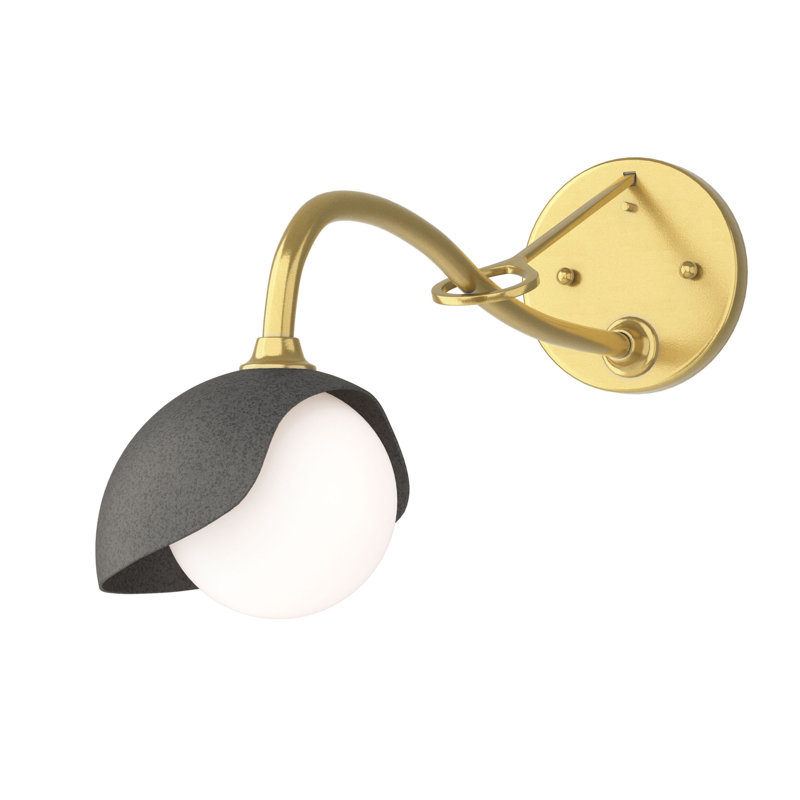 Brooklyn 1 - Light Hardwired Armed Sconce, Natural Iron, Modern Brass