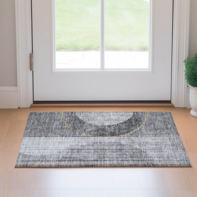 Premium Machine Washable Prisco Charcoal Rug