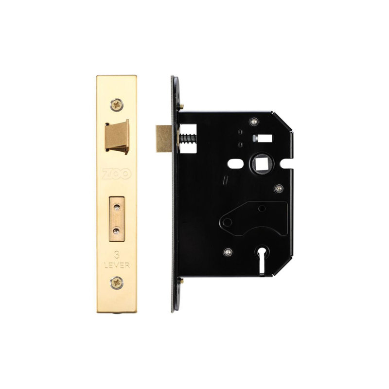 3 Lever Replacement Sash Lock, Polished Stainless, 7.6cm H