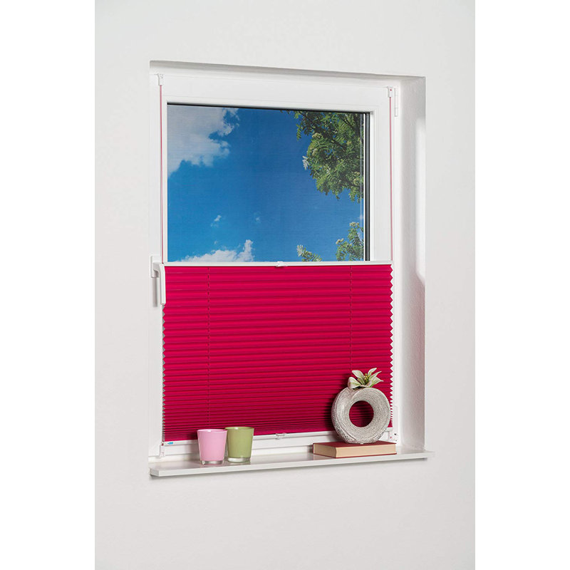 Cordless Room Darkening Pleated shade, 80 W x 210 L cm, Fuchsia
