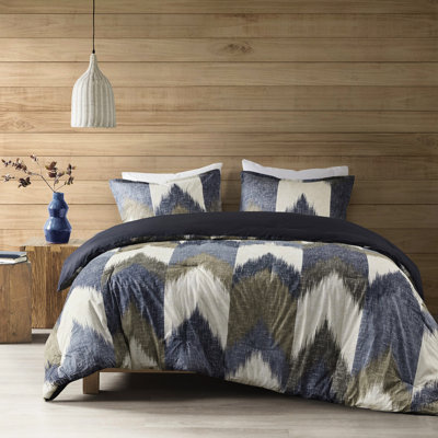 Édredon mini très grand / très grand - bleu marine, imprimé coton 200tc, 2 taies décoratives en coton, rembourrage,