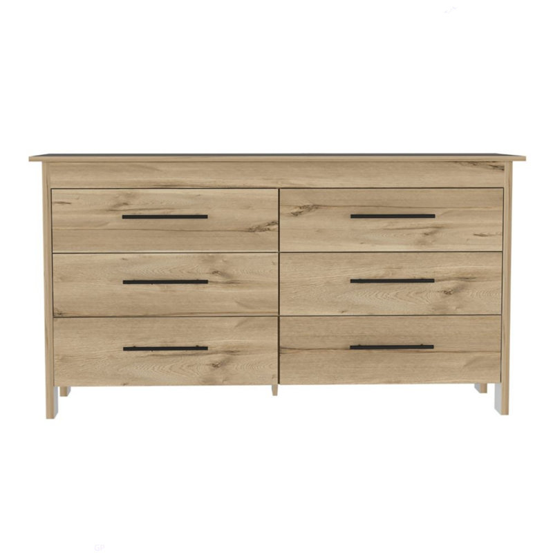 Commode rectangulaire à 6 tiroirs Southington, Beige