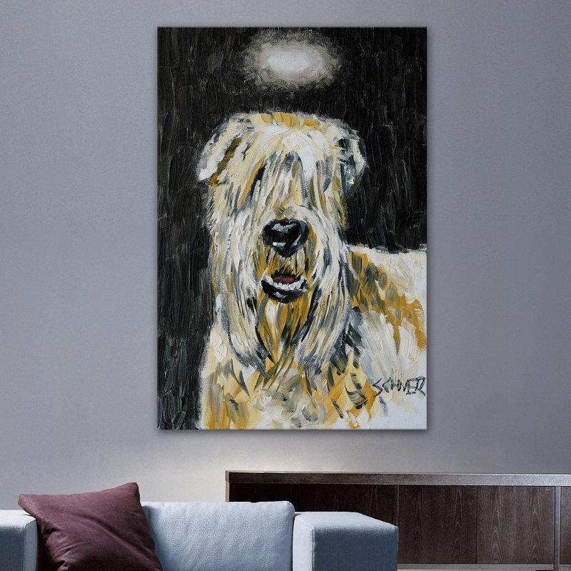 «Soft Coated Wheaton Terrier Angel» par Jay Schmetz, reproduction sur toile, H 60 po x l 40 po