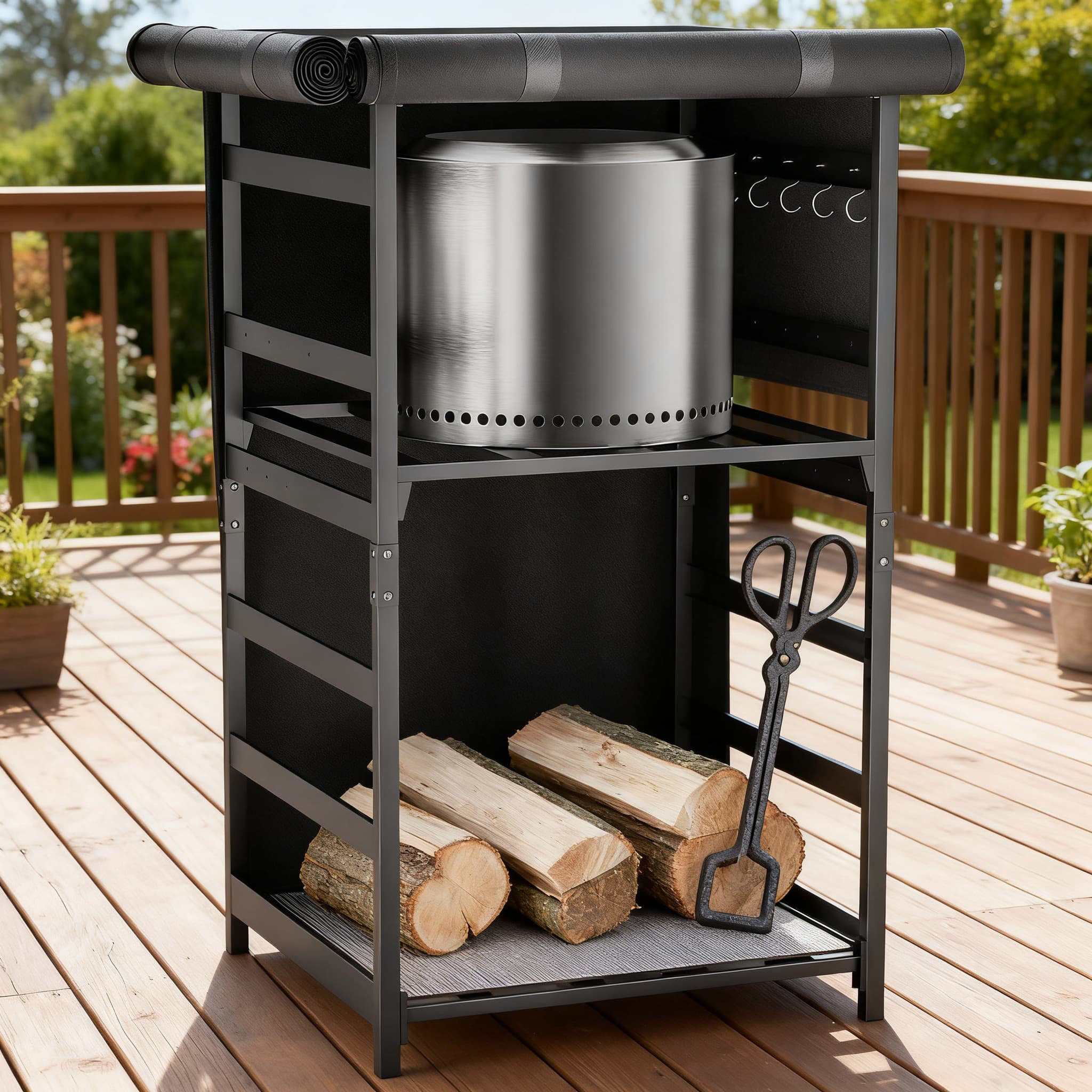 17 Stories Heavy-Duty Firewood Storage Station With Waterproof Cover ...