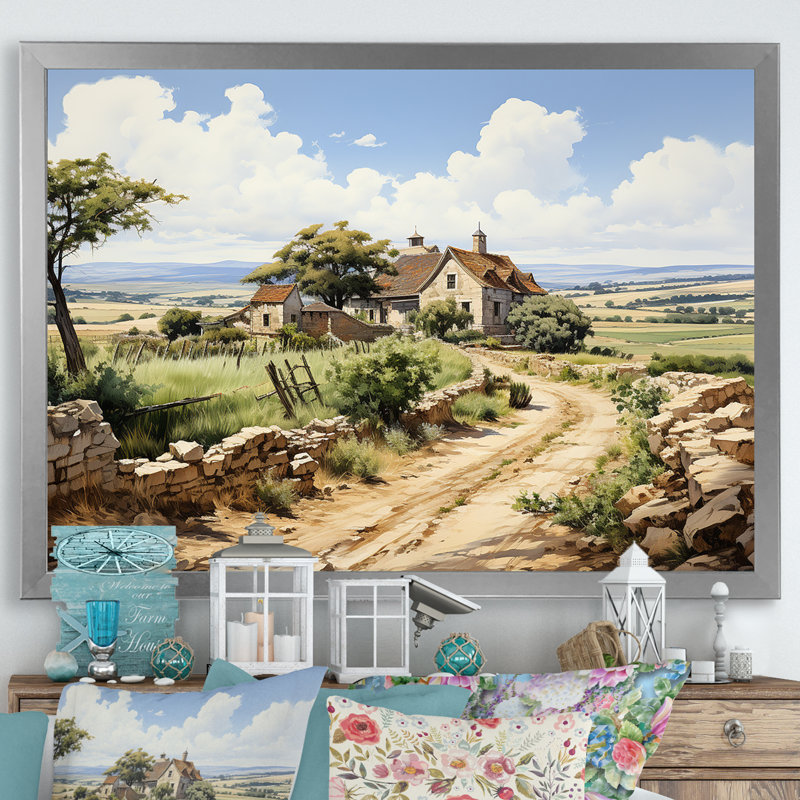 «Vineyard Scenery Landscape Beauty V», reproduction sur toile, H 34 po x l 44 po x P 1,5 po, Cadre simple argenté