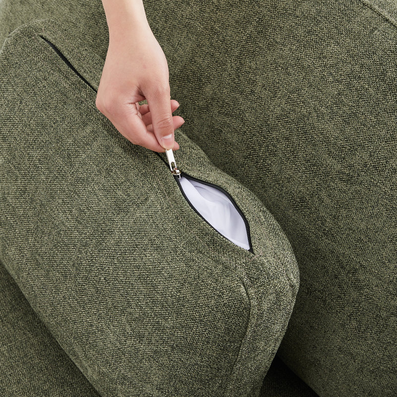 Canapé modulaire rembourré 146,5 po Winfree, Mélange de lin vert